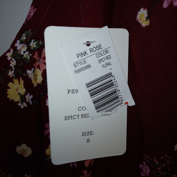 NWT/Pink Rose Spicy Red Floral mini dress/size Small/ - Picture 4 of 14